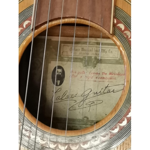 330 - A vintage rosewood banjo plus a Rafael Calace folk classical guitar with mother of pearl inlay, Spru... 