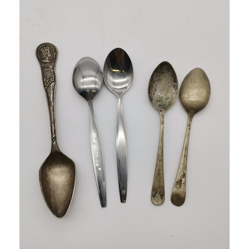 337 - A small group of silver-plated flatware including sugar tongs, salad servers, a preserve shovel spoo... 