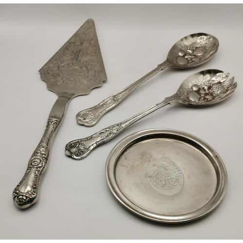 339 - A miscellaneous collection of silver-plated wares, brass and stoneware, comprising a silver-plated t... 