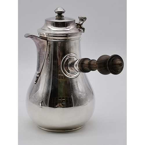 344 - A French silver-plated chocolate pot by Jean-François Veyrat, c.1825-1830, baluster form, of small p... 