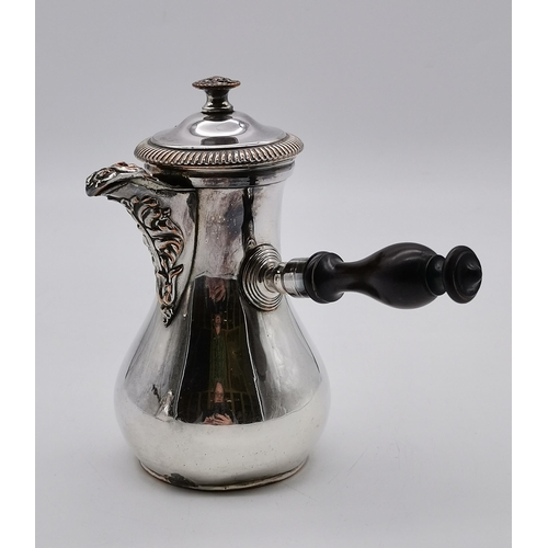 344 - A French silver-plated chocolate pot by Jean-François Veyrat, c.1825-1830, baluster form, of small p... 