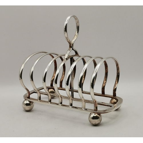 346 - Silver plated Toast rack and Footed Serving dish with handle