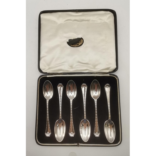 350 - A set of six George V silver teaspoons by David Landsborough Fullerton, London 1928, cased; together... 