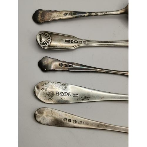 355 - A small collection of assorted silver flatware, George III and later, including a Scottish silver ta... 