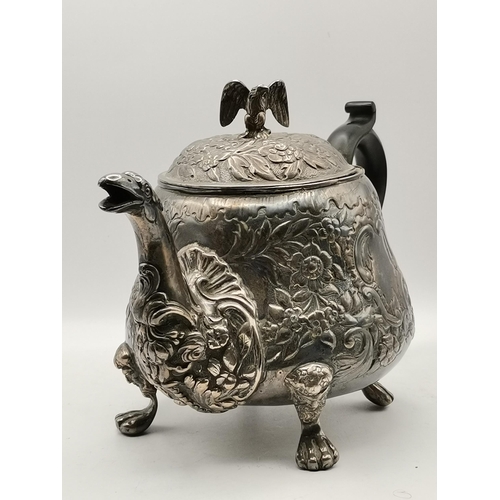 359 - A George III silver teapot, maker's mark partially rubbed (WP or WR?), London 1814, squat pear shape... 