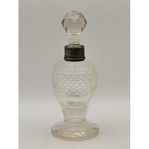 384 - A late Victorian silver-lidded cut-glass scent flask by Charles Asprey & Charles Asprey junior, Lond... 