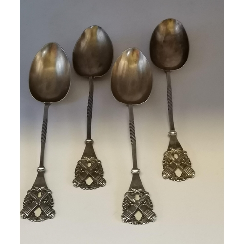 386 - A mixed assortment of silver spoons, Victorian and later, including two Iona Scottish silver coffee ... 