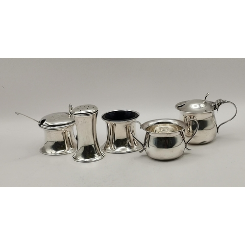 394 - A small group of assorted silver cruets, early 20th Century, comprising a mustard and twin-handled c... 