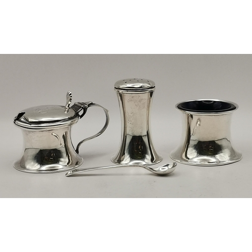 394 - A small group of assorted silver cruets, early 20th Century, comprising a mustard and twin-handled c... 