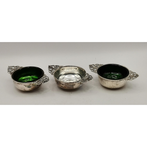 398 - Three George V silver twin-handled salts by George Maudsley Jackson & David Landsborough Fullerton, ... 