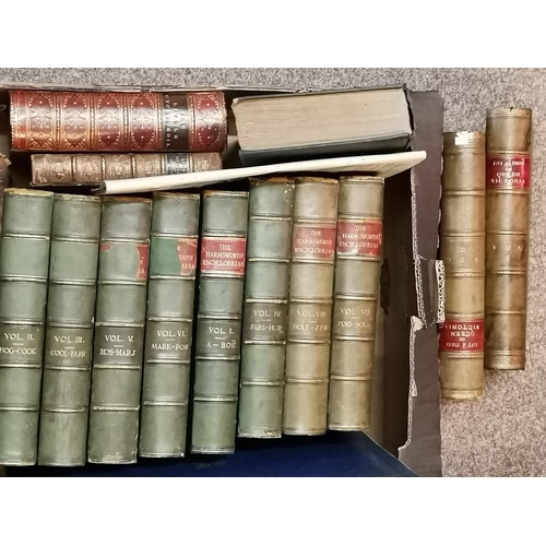 408 - Collection of Antique leather bound books incl 2 vols of Life and Times of Queen Victoria by Robert ... 