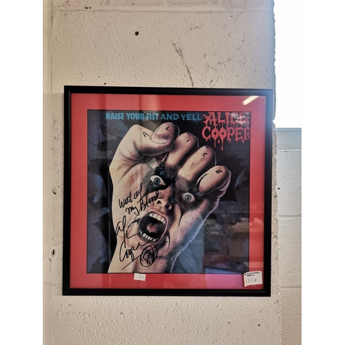 731A - Signed and framed Alice Cooper 'Raise Your Fist and Yell'