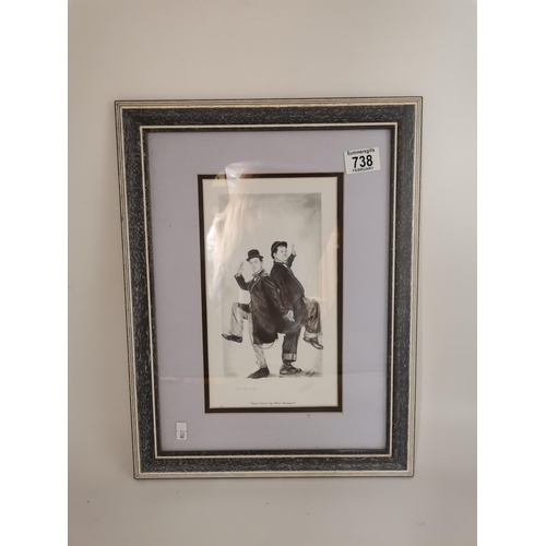 738 - Vintage Dunhill Advertising clock, limited edition print Laurel and Hardy 