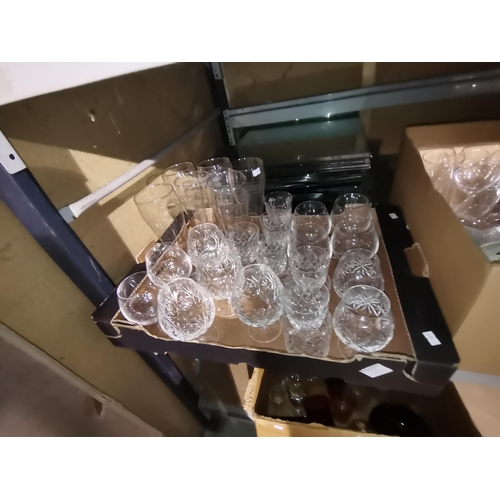 1291 - 5 x boxes of cut glassware and china incl 