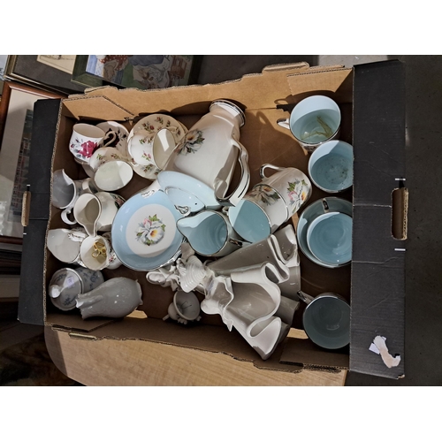 1291 - 5 x boxes of cut glassware and china incl 