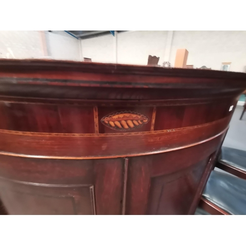 Mahogany with shell inlay large corner cupboard with Key W90cm x H115cm