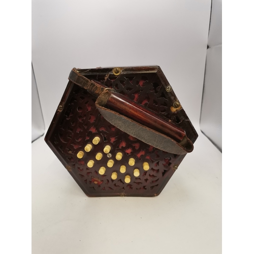 221 - Antique Lachenal & Co 31 key Anglo Concertina in manufacturers Mahogany case