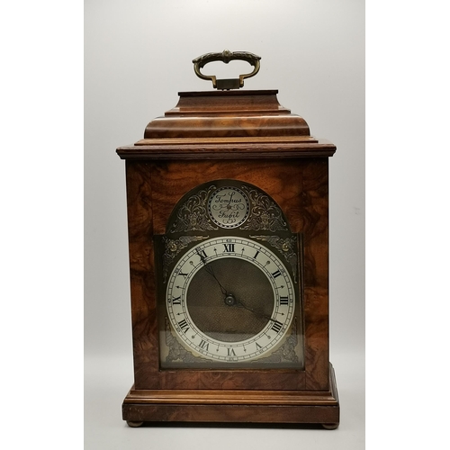 76 - Elliott Queen Anne Style miniature bracket clock with gilt dial and silvered chapter ring contained ... 