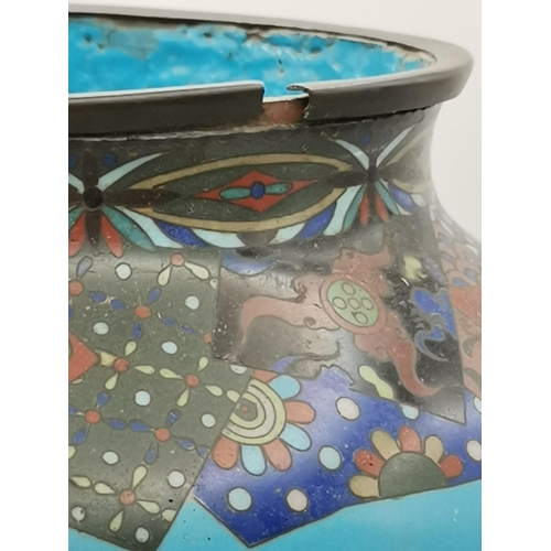 92 - Cloisonne Vase, German Royal Bonn Blue and white bowl plus Blue and white vase