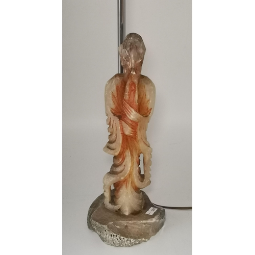 4 - Carved Chinese Soapstone Lamp H33cm