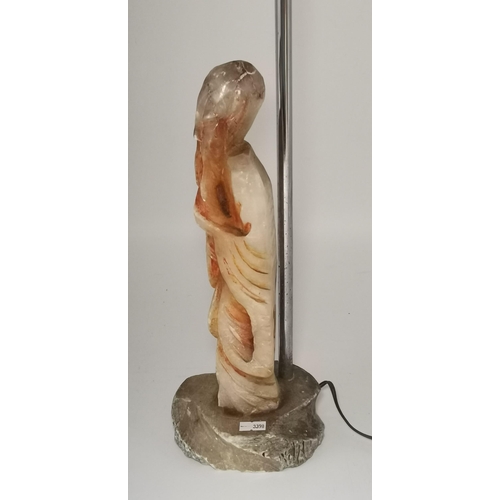 4 - Carved Chinese Soapstone Lamp H33cm