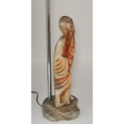 4 - Carved Chinese Soapstone Lamp H33cm