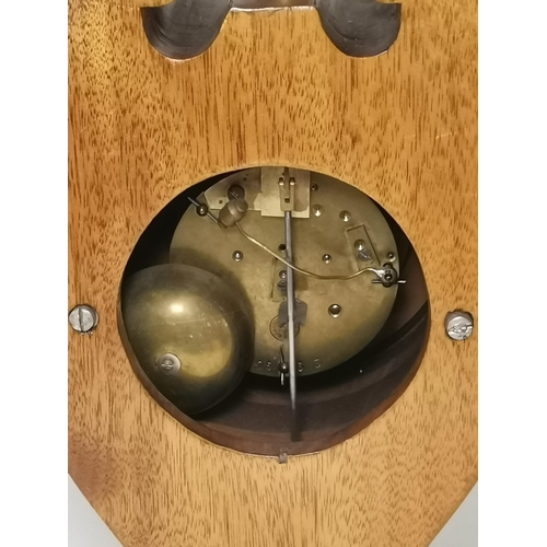 8 - Edwardian Medaille D' Argent Mantel Clock with floral marquetry inlaid decoration H40cm to top of Br... 