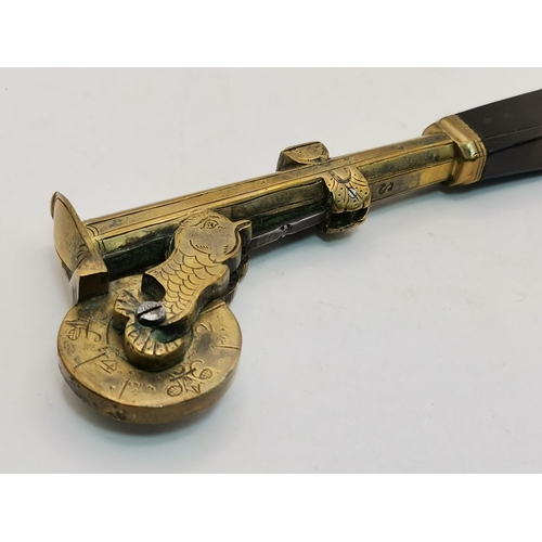 461 - A late 18th/early 19th Century eprouvette or gunpowder tester, the flared octagonal brass barrel sta... 