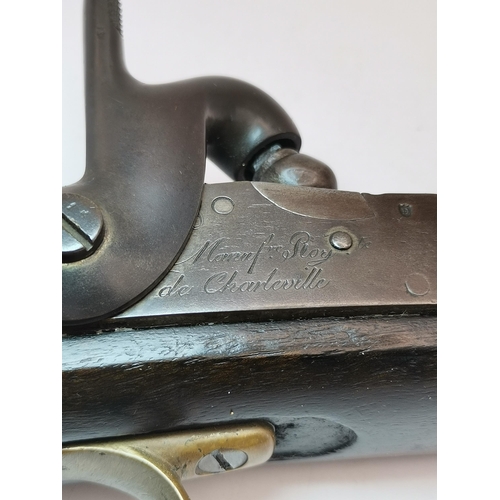 465 - A 19th Century French percussion cavalry pistol, Model 1822, of regulation pattern, converted from f... 