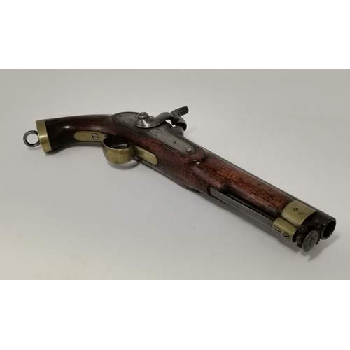 466 - East India Company: A late 18th/early 19th Century percussion service pistol, the walnut stock with ... 
