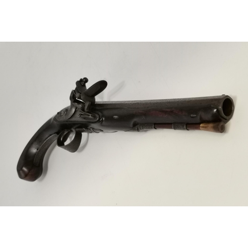 467 - A late 18th Century flintlock pistol by Archer, London, with engraved steel fittings, the trigger gu... 