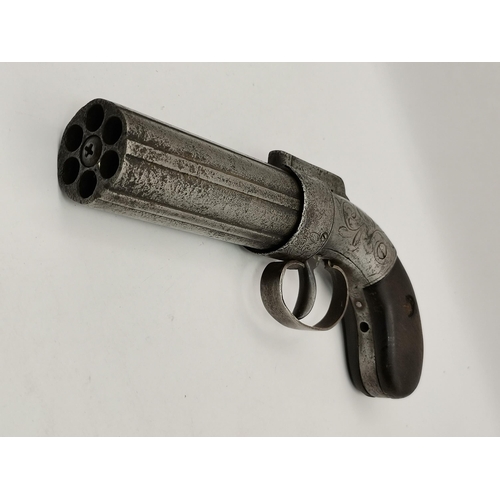468 - Allen & Thurber: A 19th Century American pepperbox six shot percussion revolving pistol, the 3⅜ (8.5... 