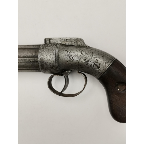 468 - Allen & Thurber: A 19th Century American pepperbox six shot percussion revolving pistol, the 3⅜ (8.5... 
