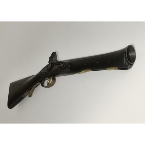 471 - A non-working copy of a flintlock knee blunderbuss, with 9½