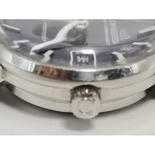 486 - A lady's automatic mesh bracelet wristwatch, 1970s, the blue circular dial signed Omega Automatic Ge... 