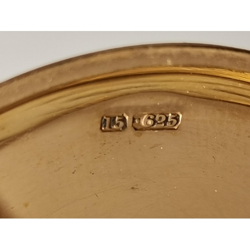 487A - A 15 carat gold half-hunter pocket watch, the white enamel dial signed Waltham, with black Roman num... 