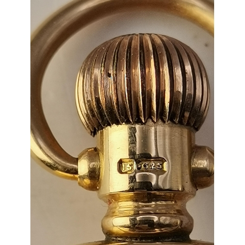 487A - A 15 carat gold half-hunter pocket watch, the white enamel dial signed Waltham, with black Roman num... 