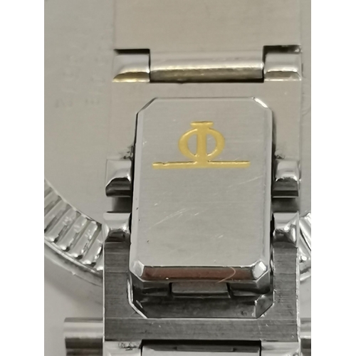 489 - A lady's bi-metal steel bracelet wristwatch, 1990s, the circular dial signed Baume & Mercier, with g... 