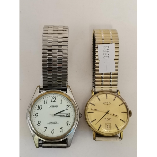 492 - A miscellaneous lot comprising two gent's bracelet wristwatches, Rotary and Lorus; a small group of ... 