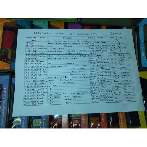 745 - x4 boxes of boxed Matchbox models of Yesteryear die-cast vehicles incl 1911 Model T Ford, 1906 Rolls... 