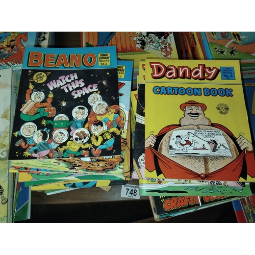 748 - Collection of vintage Annuals - Dandy, Rupert, Dennis the Menace, Beano, plus comic library cartoon ... 