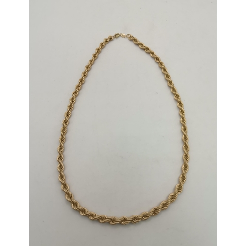 540A - A 9 carat gold rope-twist chain necklace and bracelet set, both hallmarked 375. (2) Necklace 45.5cm ... 