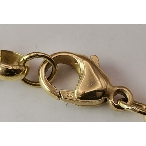 541A - A 9 carat gold belcher rolo chain necklace, hallmarked 375. 51cm long, 24.1g