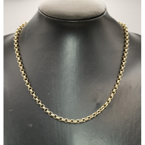 541A - A 9 carat gold belcher rolo chain necklace, hallmarked 375. 51cm long, 24.1g