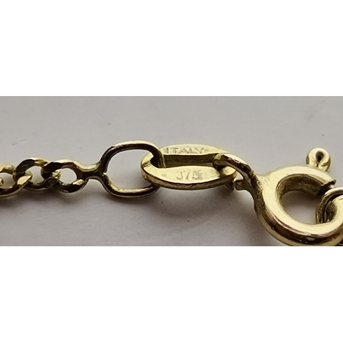 546 - A 9 carat gold swivel locket pendant to a fine Figaro chain; together with a 9 carat gold fouled anc... 