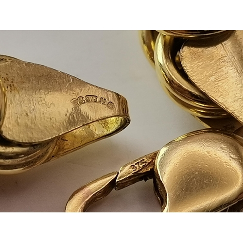 551A - A 9 carat gold byzantine fancy-link bracelet, import hallmarked 375. 19.5cm long, 21.0g