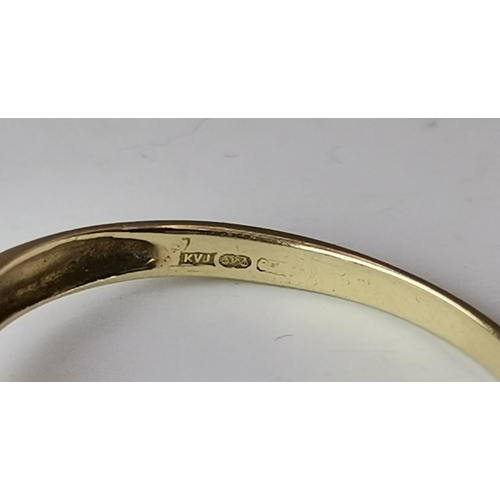 557 - Three 9 carat gold gem-set rings, comprising a solitaire white stone to a square mount and cross-ove... 