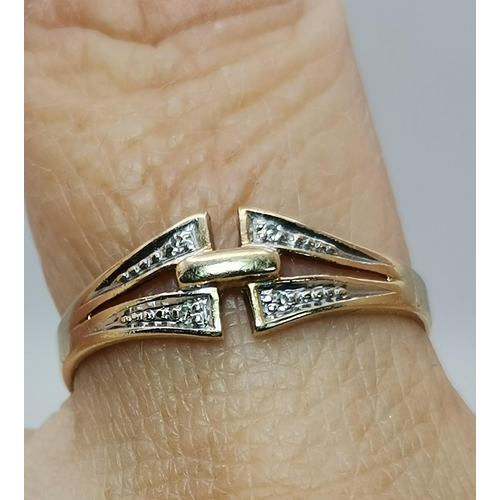 557 - Three 9 carat gold gem-set rings, comprising a solitaire white stone to a square mount and cross-ove... 