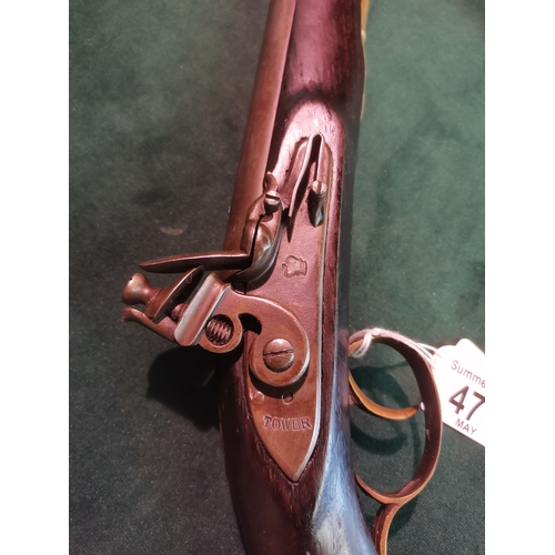 471 - A non-working copy of a flintlock knee blunderbuss, with 9½