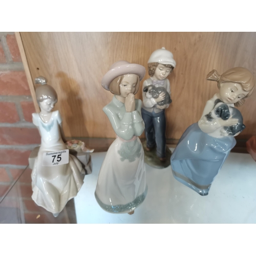 75 - A set of 4 Nao porcelain girl figures